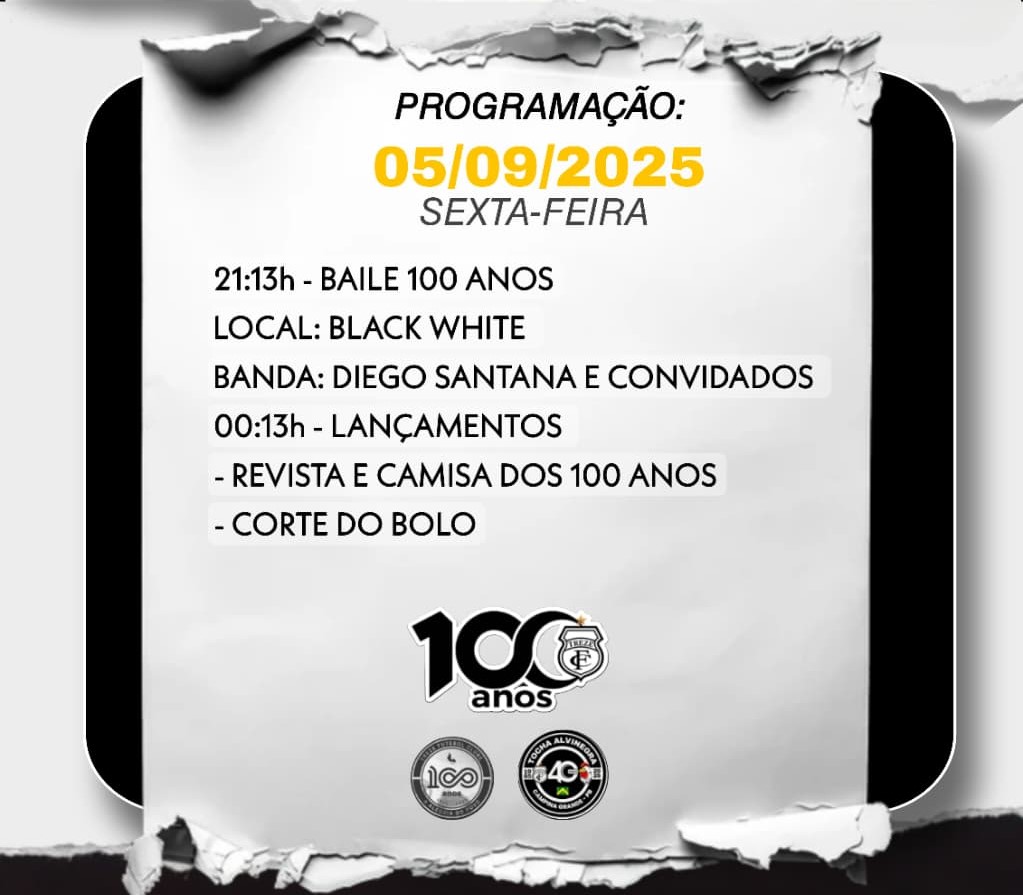 Programação do centenário do Treze na sexta-feira