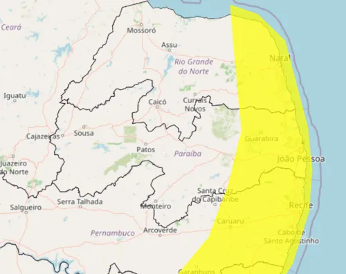 
					Chuvas intensas: Inmet emite alerta para cerca de 90 cidades na Paraíba; veja lista
				
				
