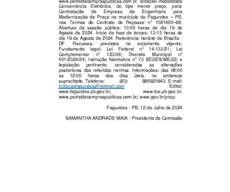 EDITAL: AVISO DE LICITAÇÃO CONCORRÊNCIA ELETRÔNICA Nº 00003 2024