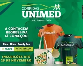 Corrida da Unimed JP acontecerá no dia 1º de dezembro e tem percurso para crianças