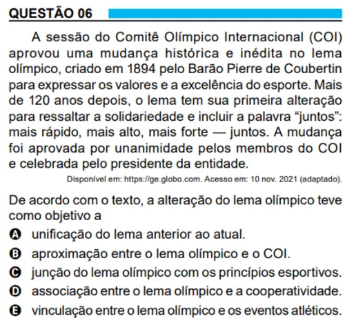 
				
					5 questões sobre Olímpiadas que já caíram no Enem: confira e teste conhecimentos
				
				