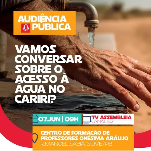 
				
					Audiência Pública vai debater crise hídrica no Cariri
				
				