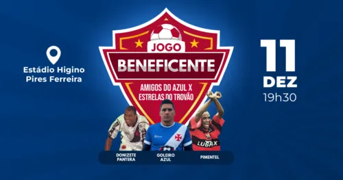 
				
					Azul promove jogo beneficente em Cajazeiras com presença de ex-jogadores de Flamengo e Vasco
				
				