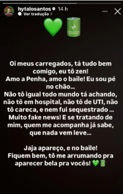 
				
					Hytalo Santos se manifesta sobre suposto espancamento no Rio de Janeiro: 'está tudo bem'
				
				