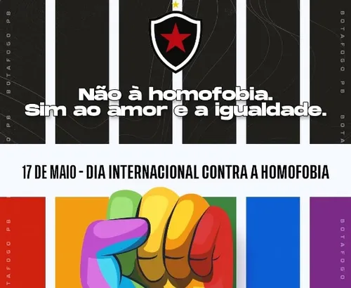 
				
					Na Paraíba, apenas o Botafogo-PB fez postagem do Dia Internacional Contra a Homofobia
				
				