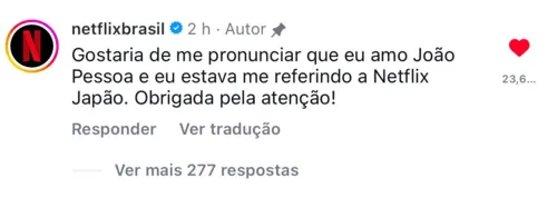 
				
					Netflix diz que vai bloquear 'netflixjp' e confunde usuários de João Pessoa; entenda
				
				