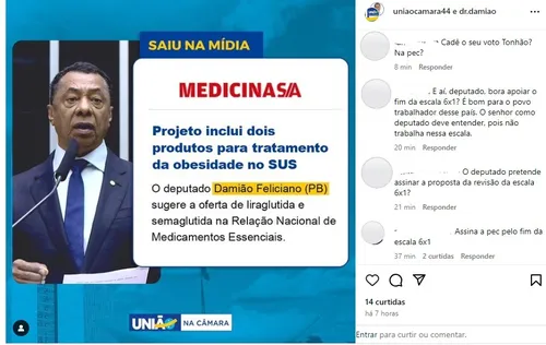 
				
					PEC contra escala 6x1: deputados federais da Para�ba s�o cobrados para assinar proposta
				
				
