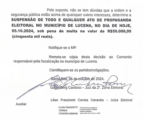 
				
					Prefeito de Lucena é levado à delegacia após denúncia de ato de campanha irregular; gestor nega
				
				