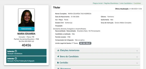 
				
					Saiba quem são os candidatos mais velho e mais jovem nas Eleições 2024 na Paraíba
				
				