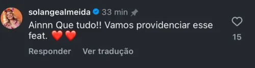 
				
					Solange Almeida reage a elogio de Christian Chávez a versão em forró de música do RBD
				
				