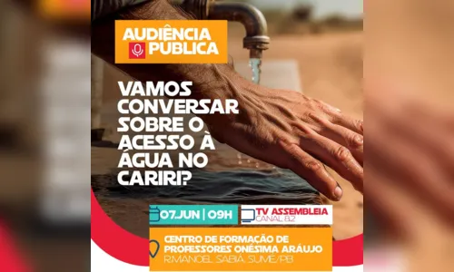 
				
					Audiência Pública vai debater crise hídrica no Cariri
				
				