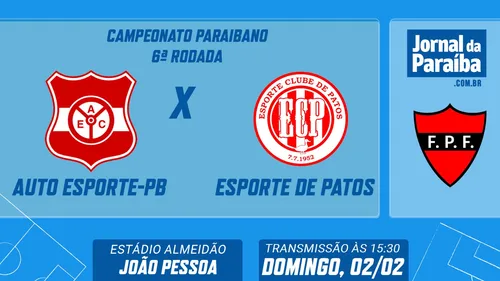 
				
					Auto Esporte-PB x Esporte de Patos pelo Paraibano 2025: assista ao vivo no Jornal da Paraíba
				
				