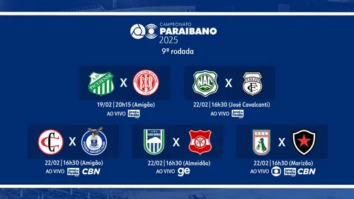 
				
					Campeonato Paraibano 2025: veja onde assistir aos jogos da 9ª rodada
				
				