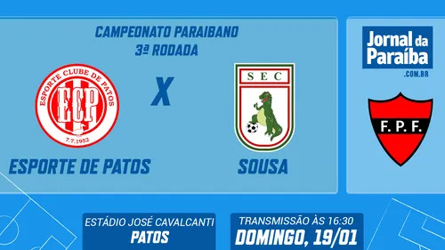 
				
					Esporte de Patos x Sousa pelo Paraibano 2025: assine e assista ao vivo no Jornal da Paraíba
				
				