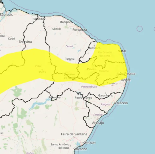 
				
					Inmet emite alertas de chuvas para todos os municípios da Paraíba
				
				