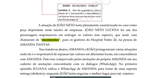 
				
					"Quilo", "mercadoria", "documentos": veja códigos usados em propinas no Padre Zé
				
				