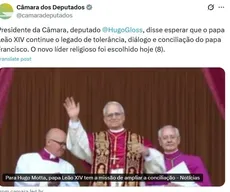 Hugo Motta é 'trocado' em postagem da Câmara sobre Papa Leão XIV e gera reação na internet