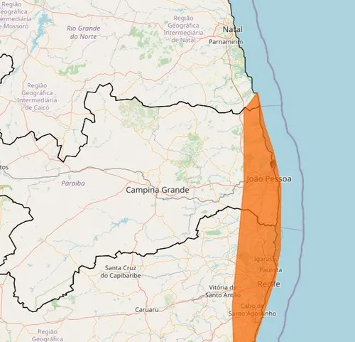 
				
					Alerta de chuvas intensas para João Pessoa e outras 16 cidades da Paraíba; veja lista
				
				