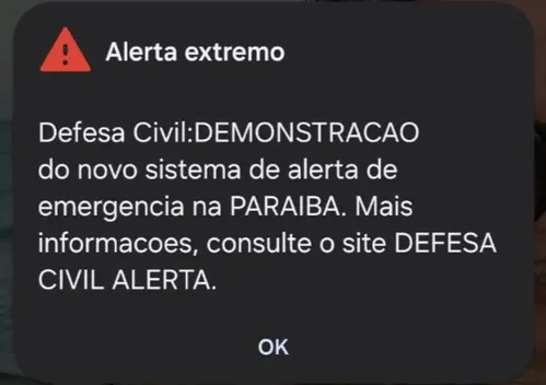 
				
					Mensagem de alerta de desastre é teste de novo sistema da Defesa Civil
				
				