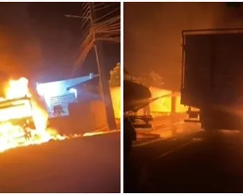 Caminhão carregado de galinhas pega fogo em Guarabira