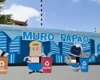 Escola desenvolve muro para incentivar coleta seletiva, em Campina Grande