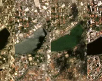 Imagens de satélite mostram Açude Velho mudando de cor antes de toneladas de peixes mortos