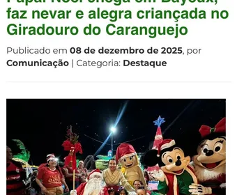 Prefeitura diz que fez nevar em Bayeux; gastos com natal em prefeituras superam R$ 38 milhões