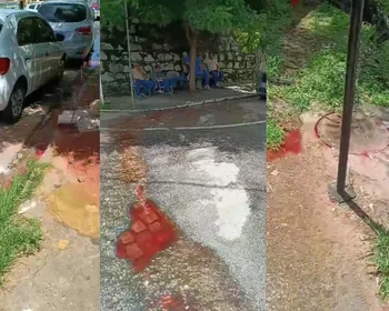 Vídeo registra agua avermelhada em calçada de hospital de Guarabira; VEJA