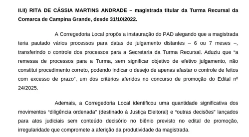 
				
					CNJ constata indícios de manipulação de produtividade de juízes da Paraíba e quer esclarecimentos
				
				