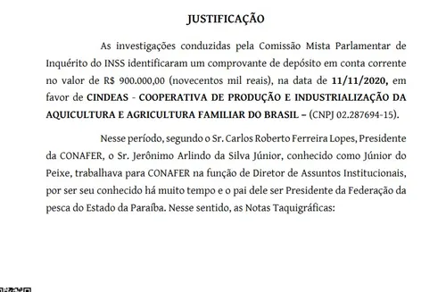 
				
					CPMI do INSS: senador pede quebra de sigilo de cooperativa para apurar atuação de paraibano
				
				