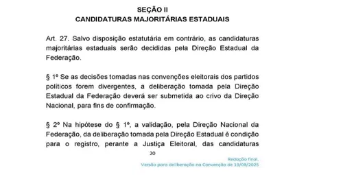 
				
					Candidatura da Federação União Progressista na Paraíba dependerá de aval nacional, prevê estatuto
				
				
