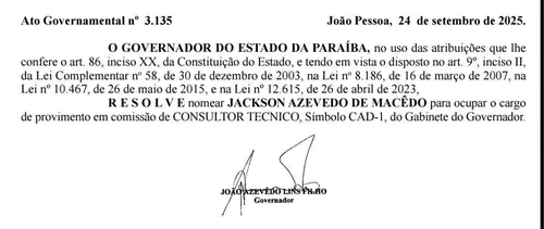 
				
					Com apoio do PT sendo disputado para 2026, João usa a caneta e nomeia ex-presidente
				
				