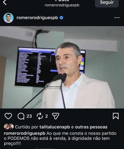 
				
					Com cerco de Aguinaldo, Romero diz que Podemos “não está à venda”
				
				