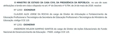 
				
					Governo Lula exonera paraibano do cargo de diretor no FNDE
				
				