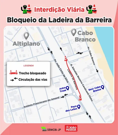 
				
					Ladeira entre Altiplano e Cabo Branco, em João Pessoa, é interditada para avaliação técnica
				
				