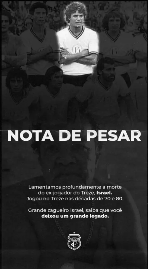 
				
					Morre Israel Gomes, ex-zagueiro de Botafogo-PB, Campinense e Treze entre as décadas de 70 e 90
				
				