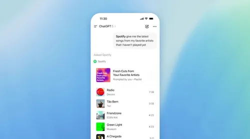 
				
					Spotify se integra ao ChatGPT para criar playlists e recomendar músicas
				
				