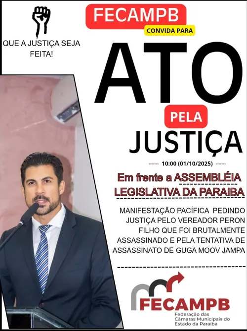 
				
					Vereadores farão 'Ato por Justiça' na Assembleia Legislativa por morte e ataque a parlamentares
				
				