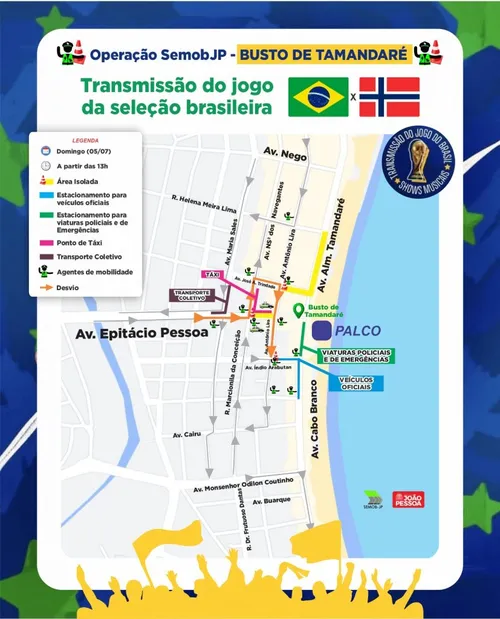 
					Jogo do Brasil contra a Noruega vai ser exibido em telão na orla de João Pessoa
				
				
