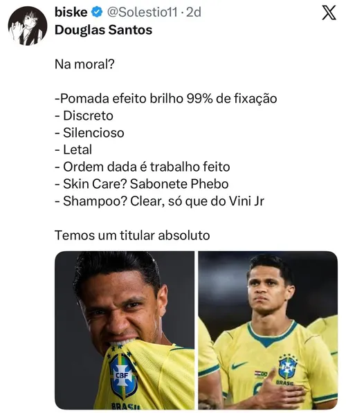 
					Lateral "feijão com arroz”, Douglas Santos cai nas graças dos brasileiros após atuações na Copa
				
				