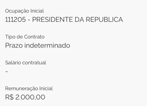 
					Paraibanos descobrem ser 'presidente da República' em registro da carteira de trabalho
				
				