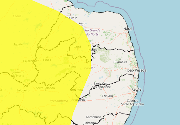 Baixa umidade do ar: Inmet emite alerta amarelo para 106 cidades da Paraíba; veja lista