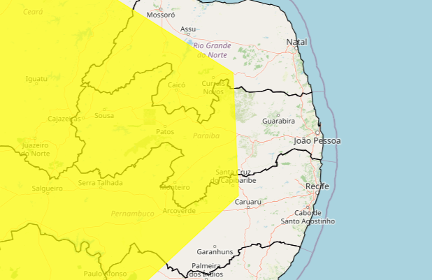 Baixa umidade do ar: Inmet emite alerta amarelo para 132 cidades da Paraíba; veja lista