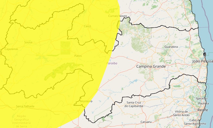 Baixa umidade do ar: Inmet emite alerta para 104 cidades da Paraíba; veja lista