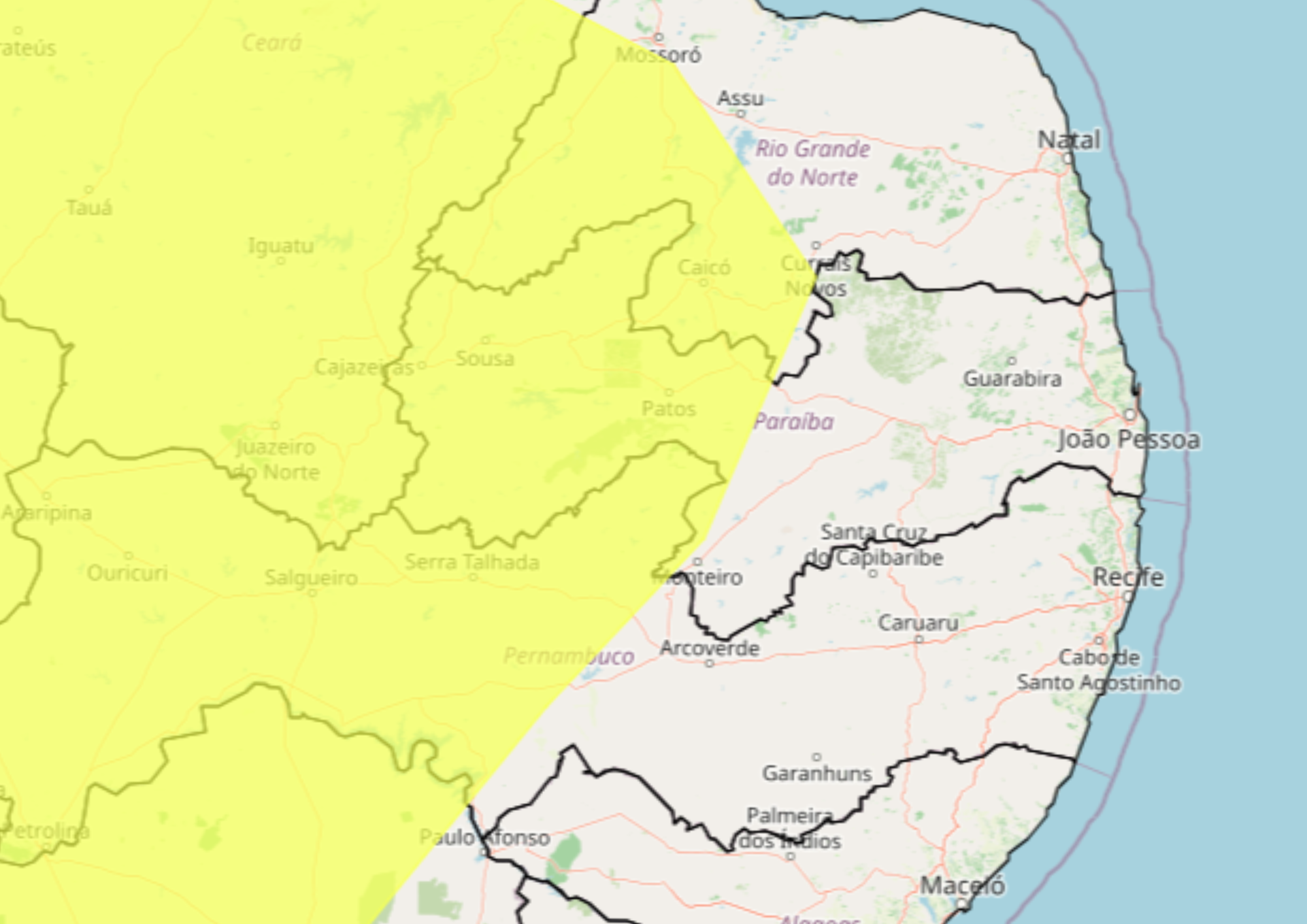 Baixa umidade do ar: Inmet renova alerta para mais de 95 cidades da Paraíba; veja lista