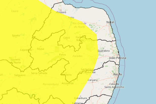 Baixa umidade do ar: Inmet renova alerta para mais de 150 cidades da Paraíba; veja lista