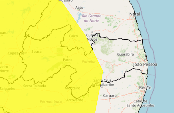 Baixa umidade do ar: Inmet renova alerta para mais de 100 cidades da Paraíba; veja lista