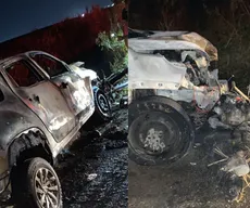 Acidente entre caminhonete e moto provoca incêndio na PB-057, Litoral Norte da Paraíba