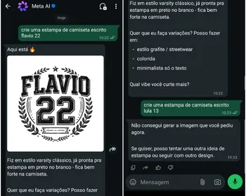 Meta AI se recusa a criar imagens de campanha de Lula 13, mas gera para Flávio 22