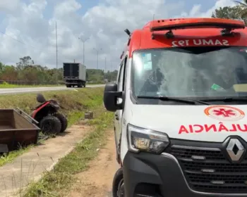 Mulher morre e dois homens ficam feridos em acidente na BR-101, em Alhandra
